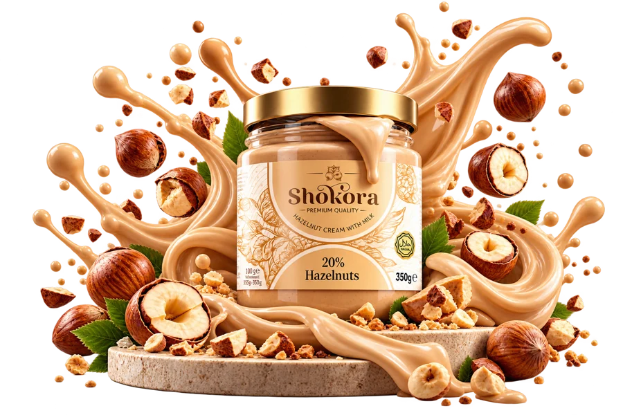 Shokora Hazelnut Cream with Milk jar with ingredients
