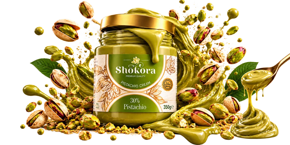 Shokora Pistachio Cream jar with ingredients